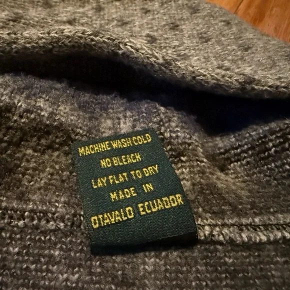 Tejidos Ruminahui Sweater Sz 8 Gray Full Zip Jacket Alpaca & Sun Print Hooded - Picture 8 of 12